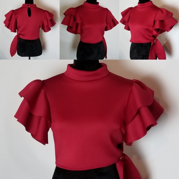 Ruffle Sleeve Crop Top - Picture 5 of 7